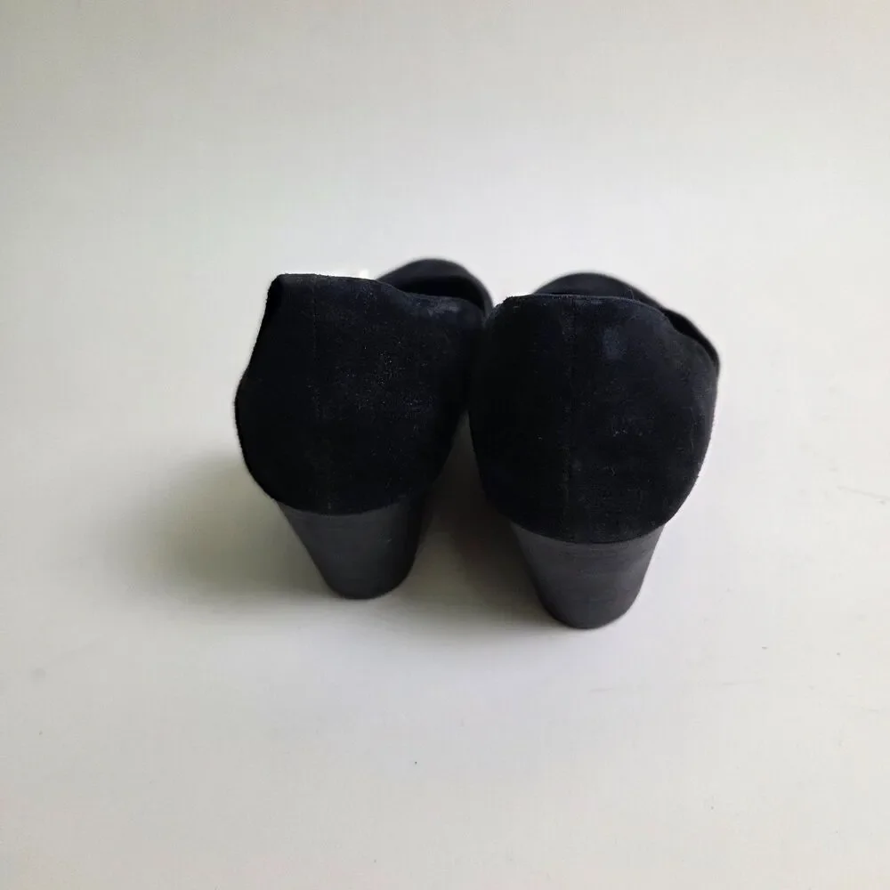 Eileen Fisher Suede D'Orsay Block Heel Pumps Black Size 8.5